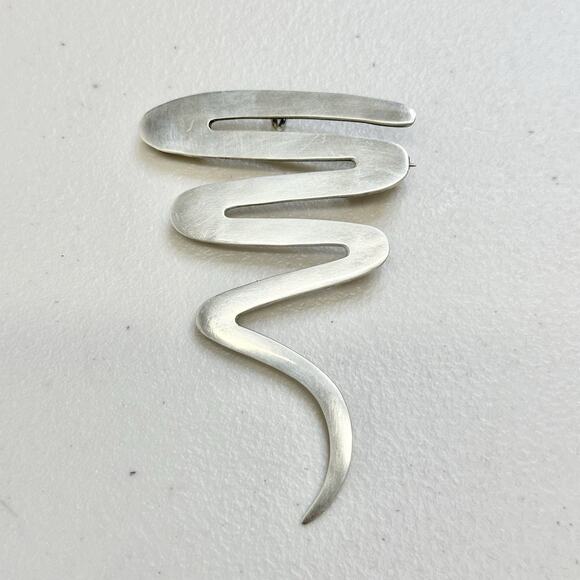 Vintage 925 Zig Zag Brooch Pendant Mexico Sterling Silver Lightening Bolt Pin - Picture 1 of 4